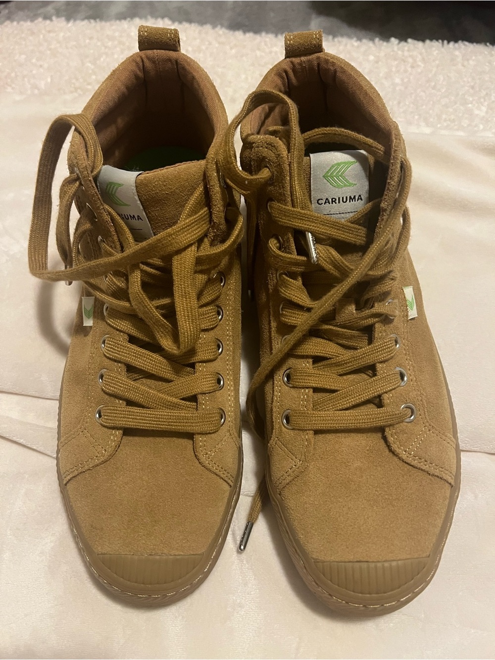 Cariuma Tan Suede High-Top Sneakers